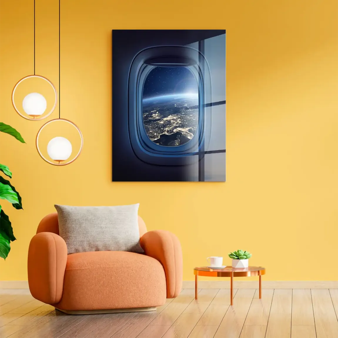 Flugzeugfenster Orbit Acrylglasbild