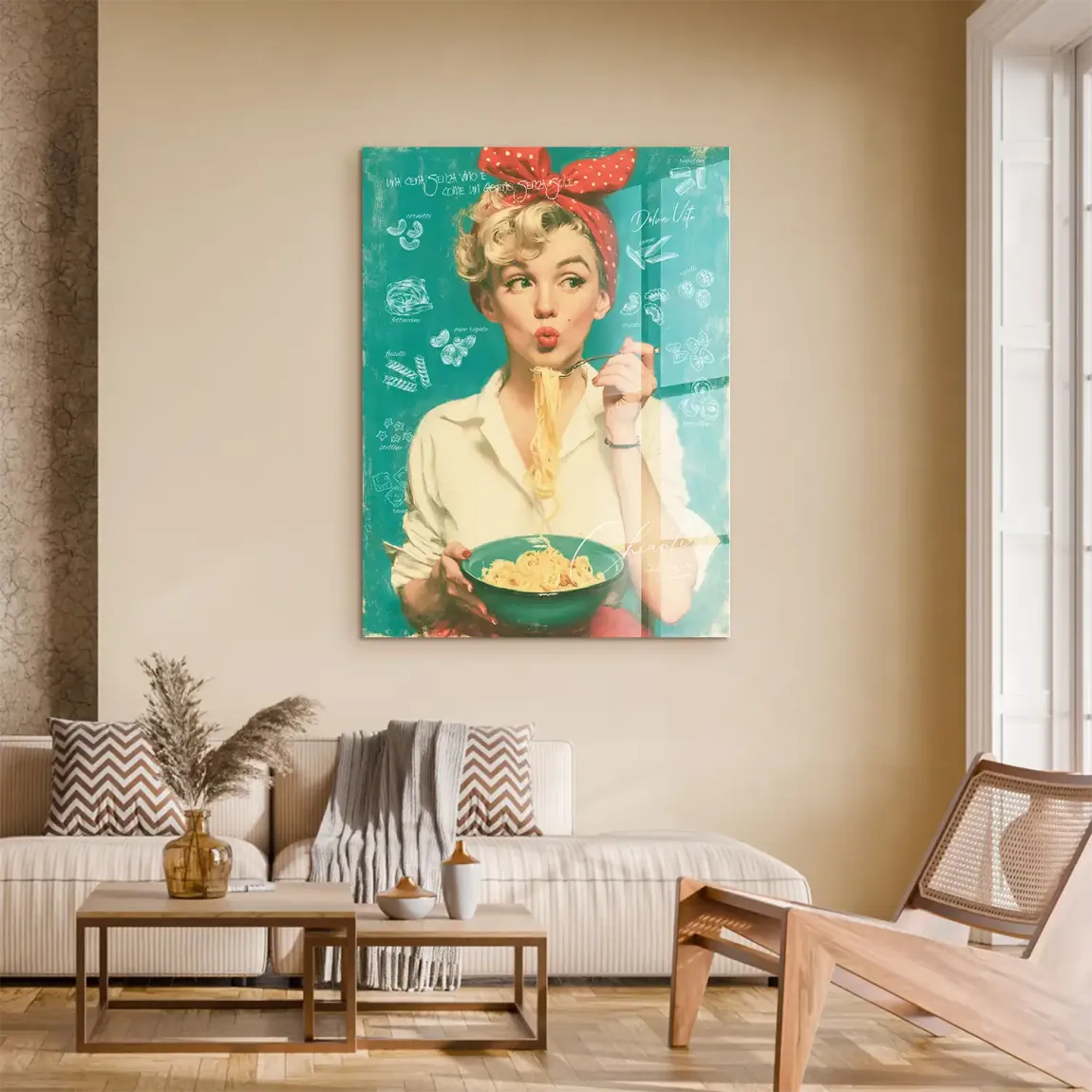 Marilyn Monroe Pasta Acrylglasbild