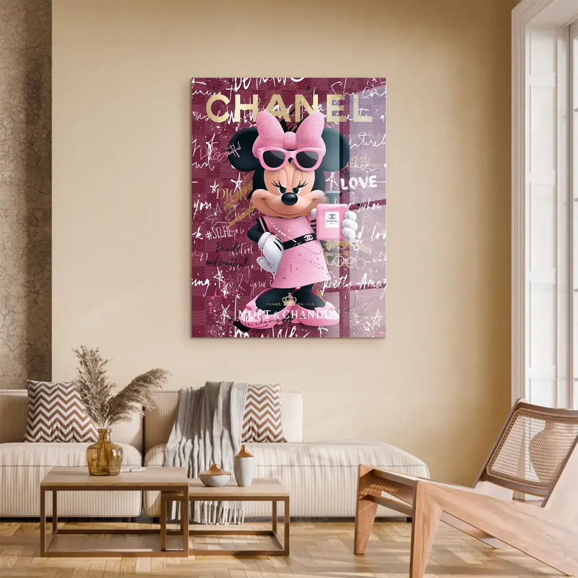 Minnie Maus Glam Chanel Acrylglasbild