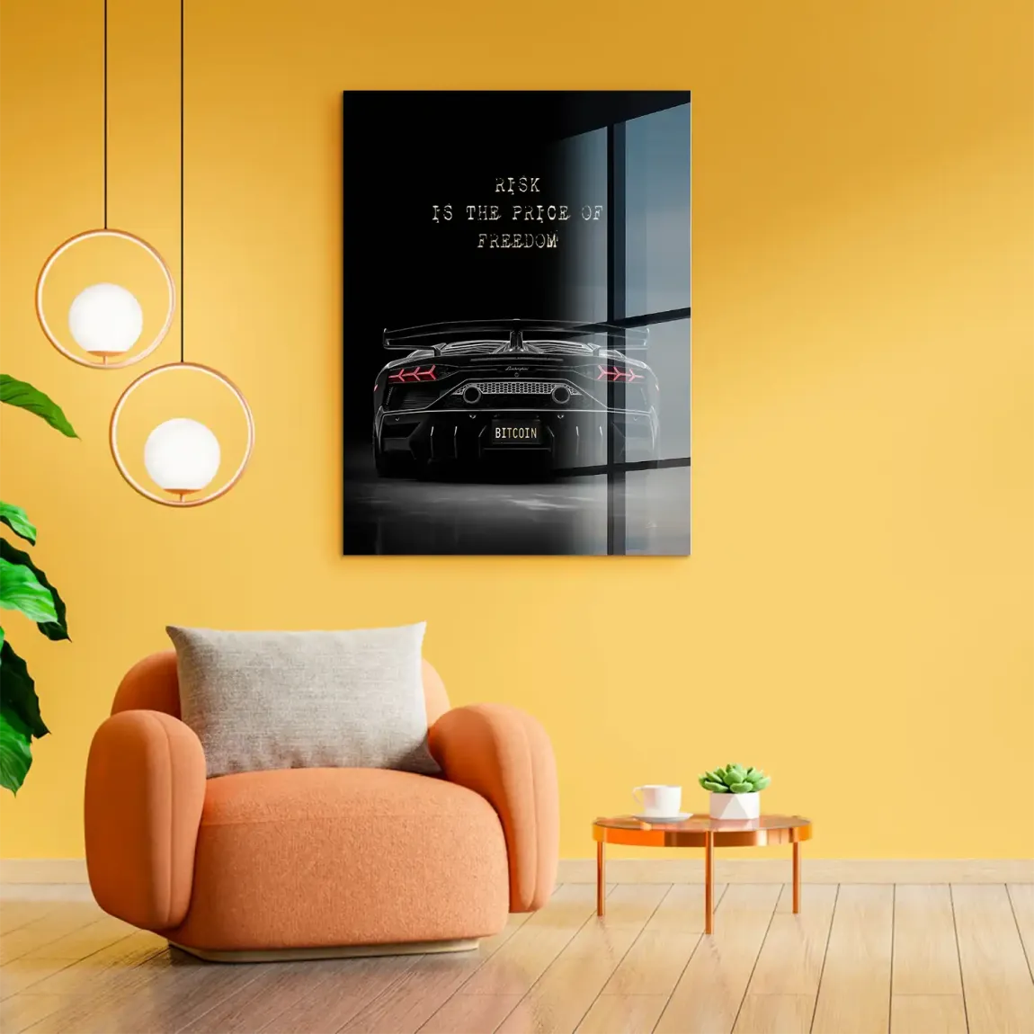 Lambo Bitcoin Acrylglasbild