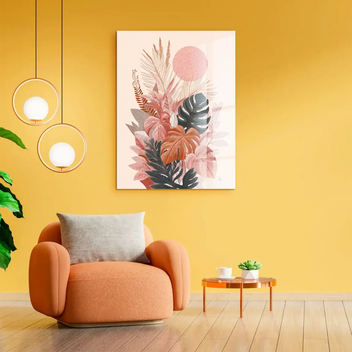 Terracotta Leaves Harmony Acrylglasbild