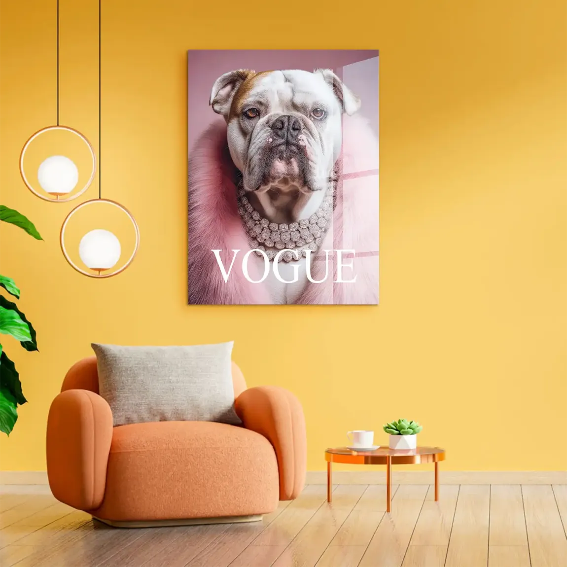 Bulldogge Vogue Acrylglasbild