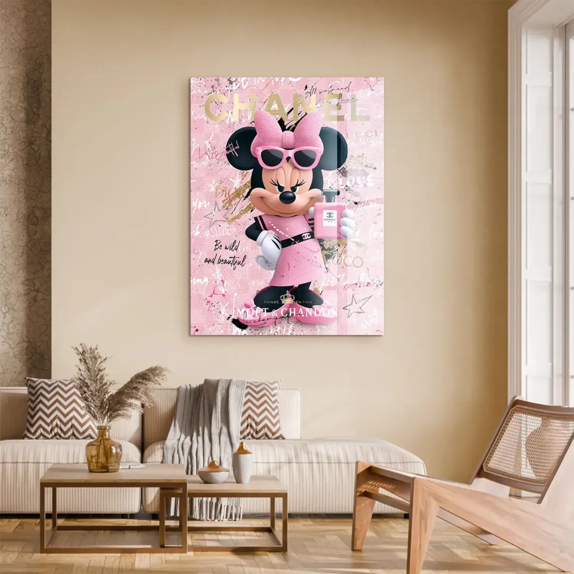 Minnie Maus Rosé Coco Acrylglasbild