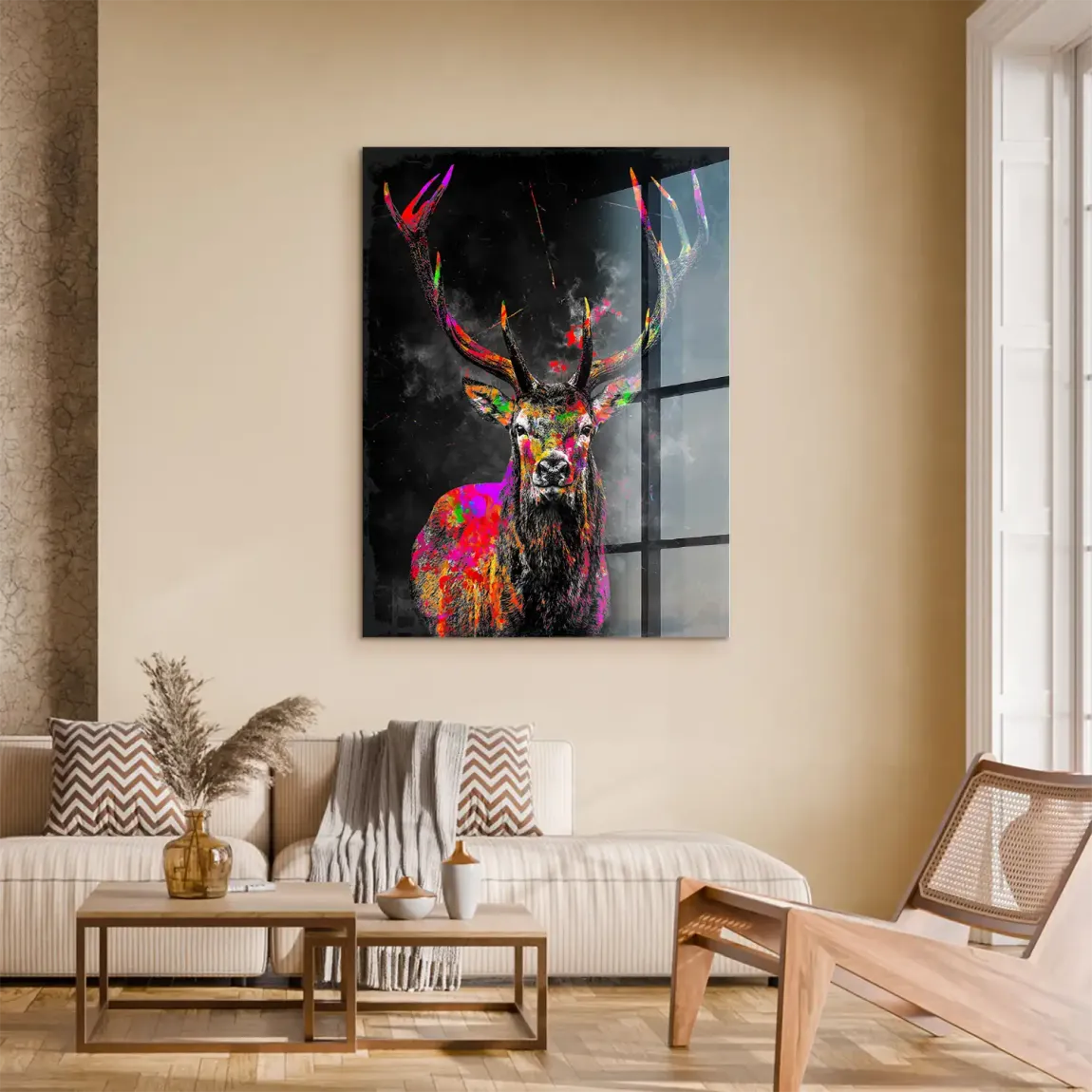 Bunter Hirsch Acrylglasbild
