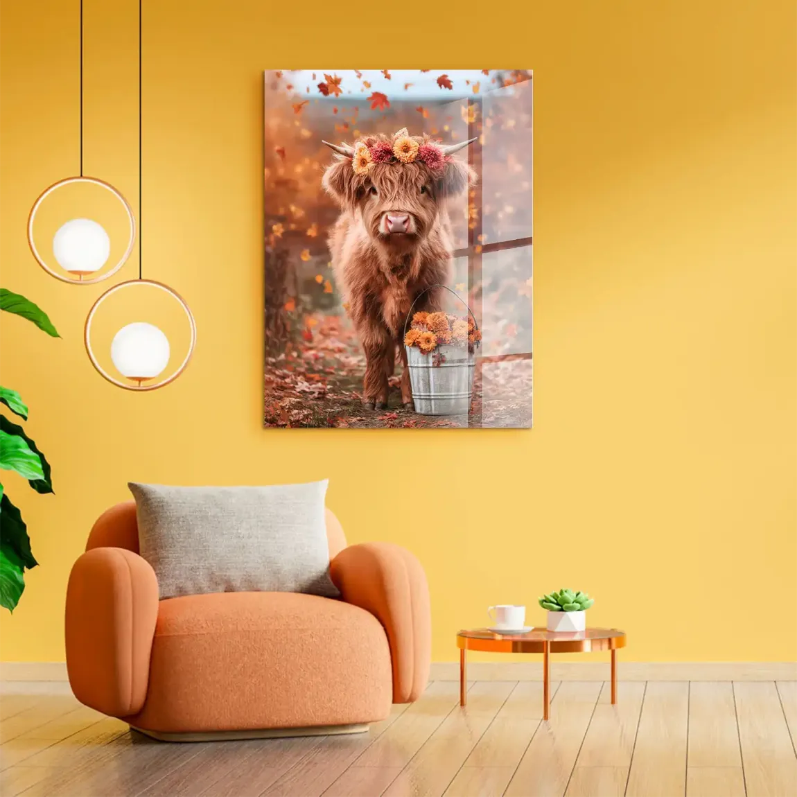 Herbstliebe Highland Acrylglasbild