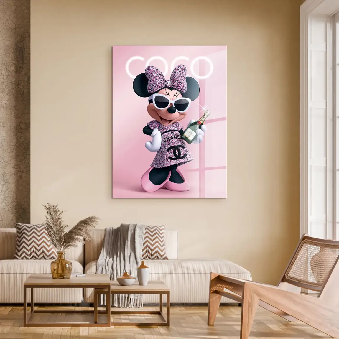 Minnie Maus Moet Acrylglasbild