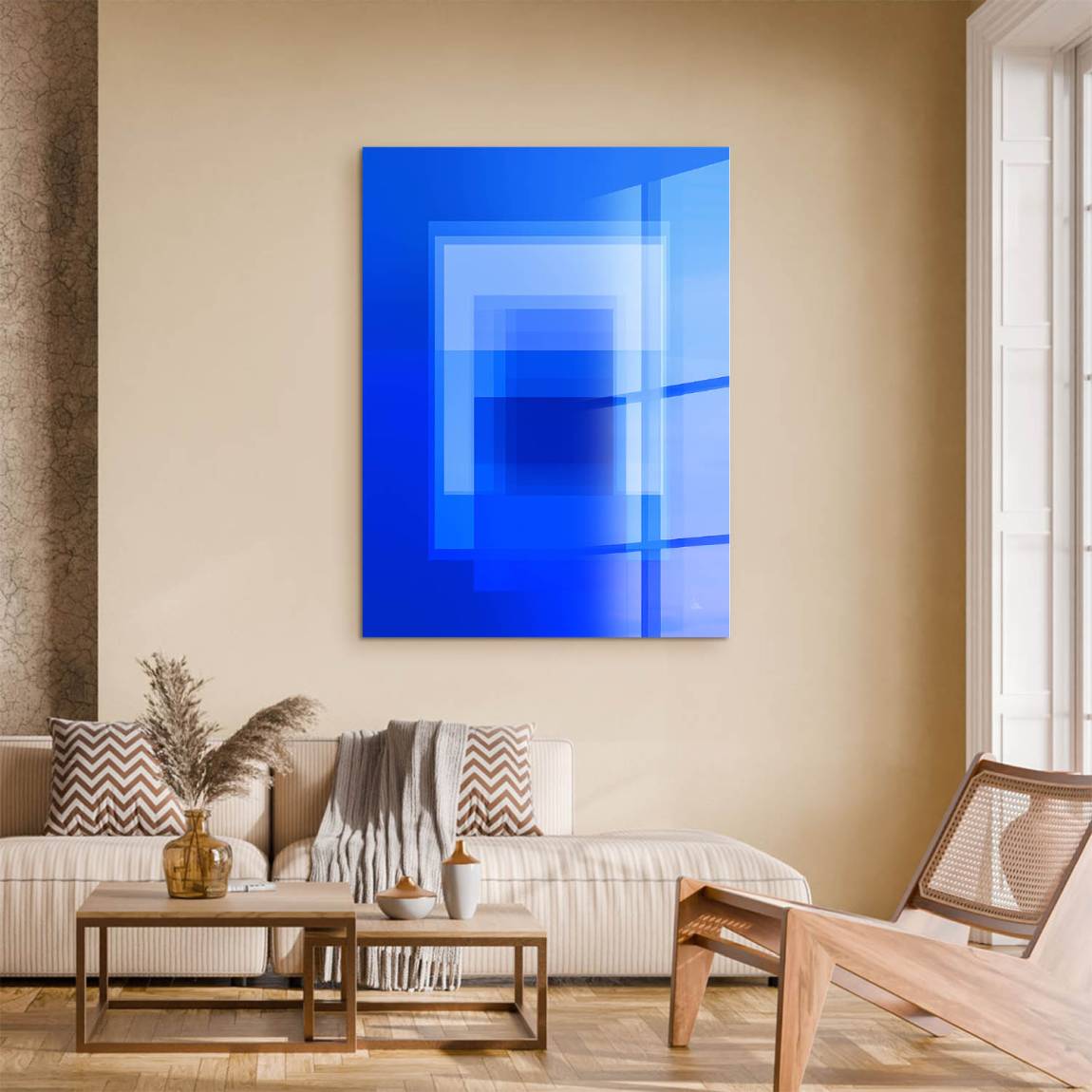 Kobaltblaue Geometrie Acrylglasbild