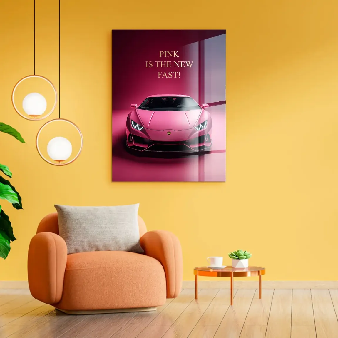 Pink Speed Lambo Acrylglasbild