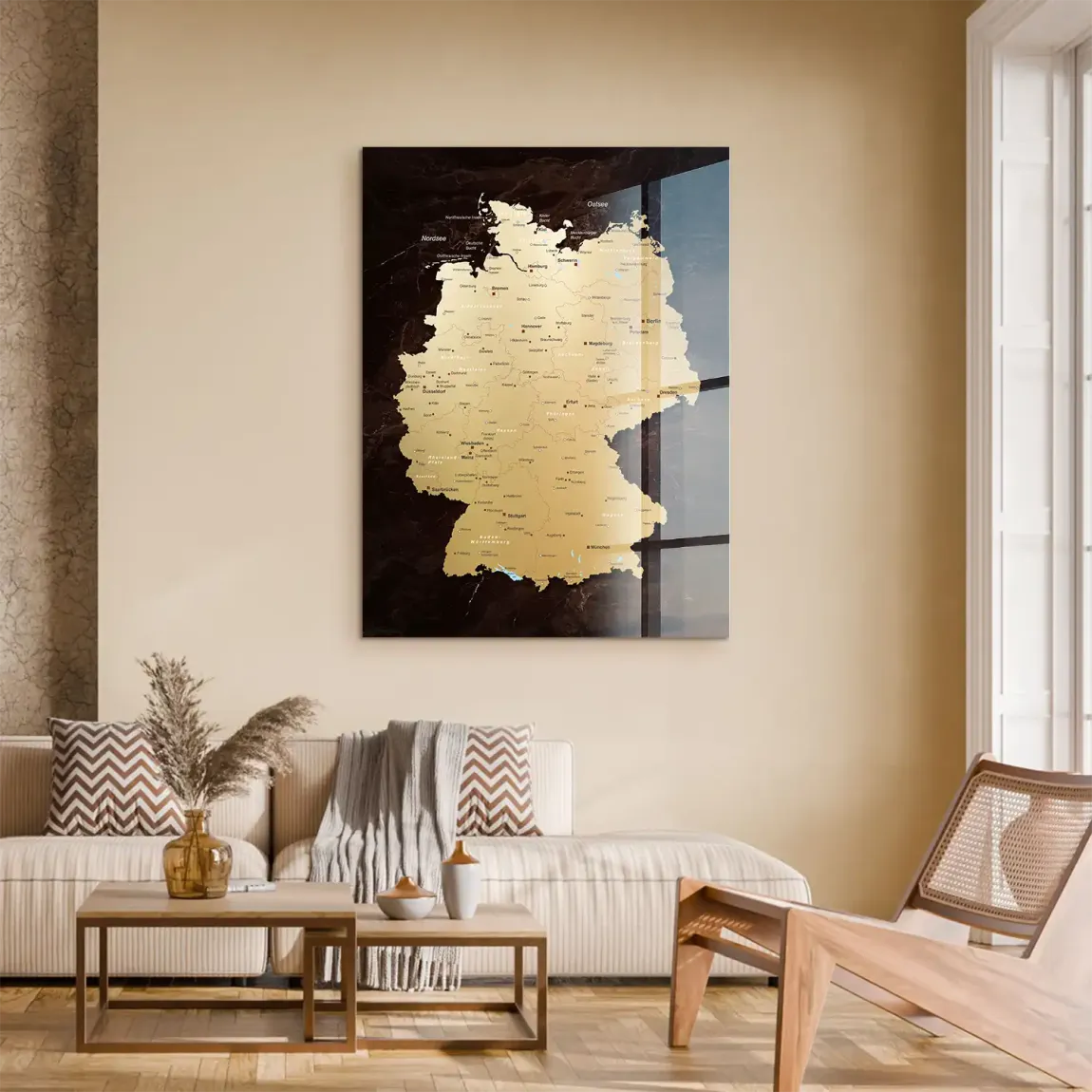 Deutschland Karte Gold Acrylglasbild