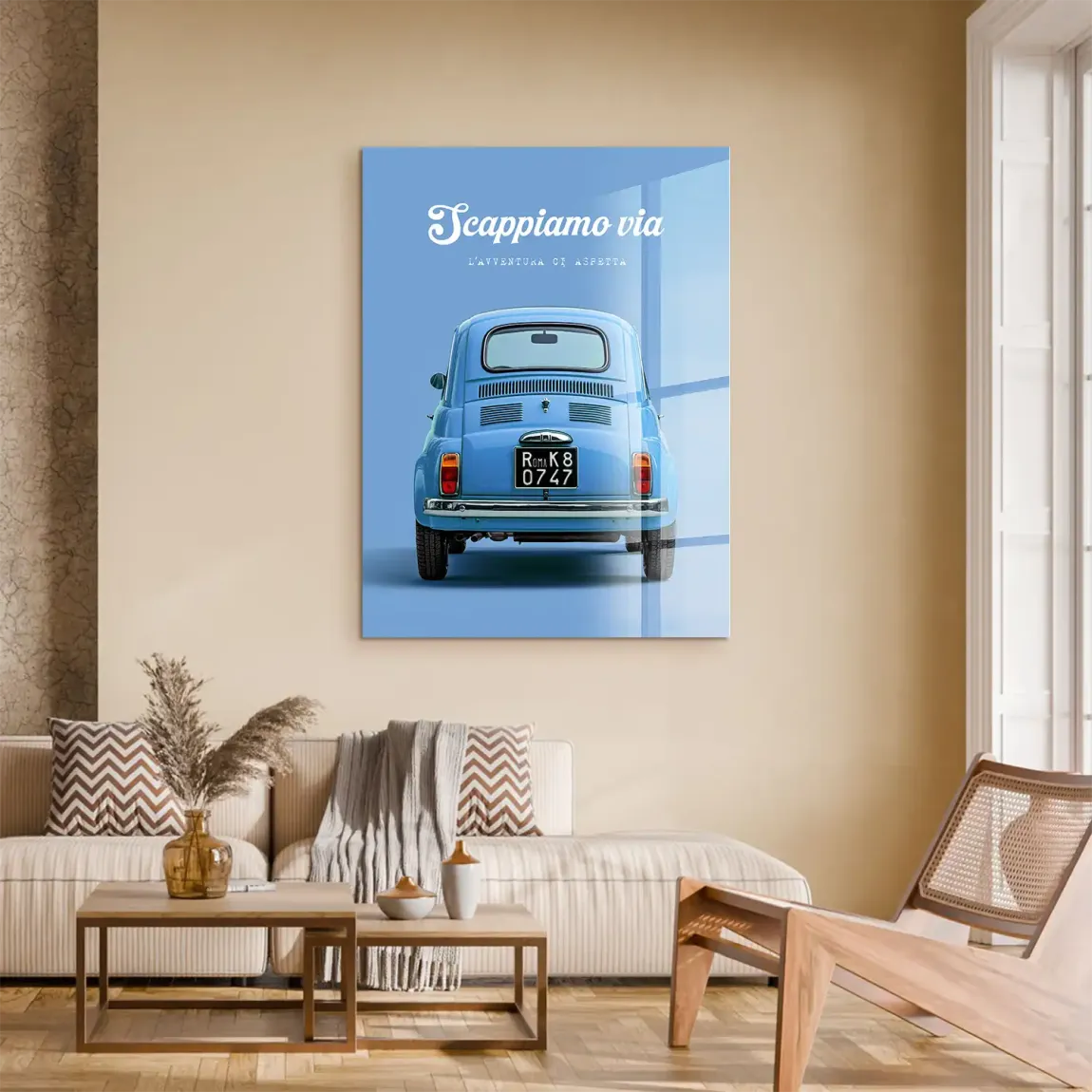 Fiat 500 Azzurro Acrylglasbild
