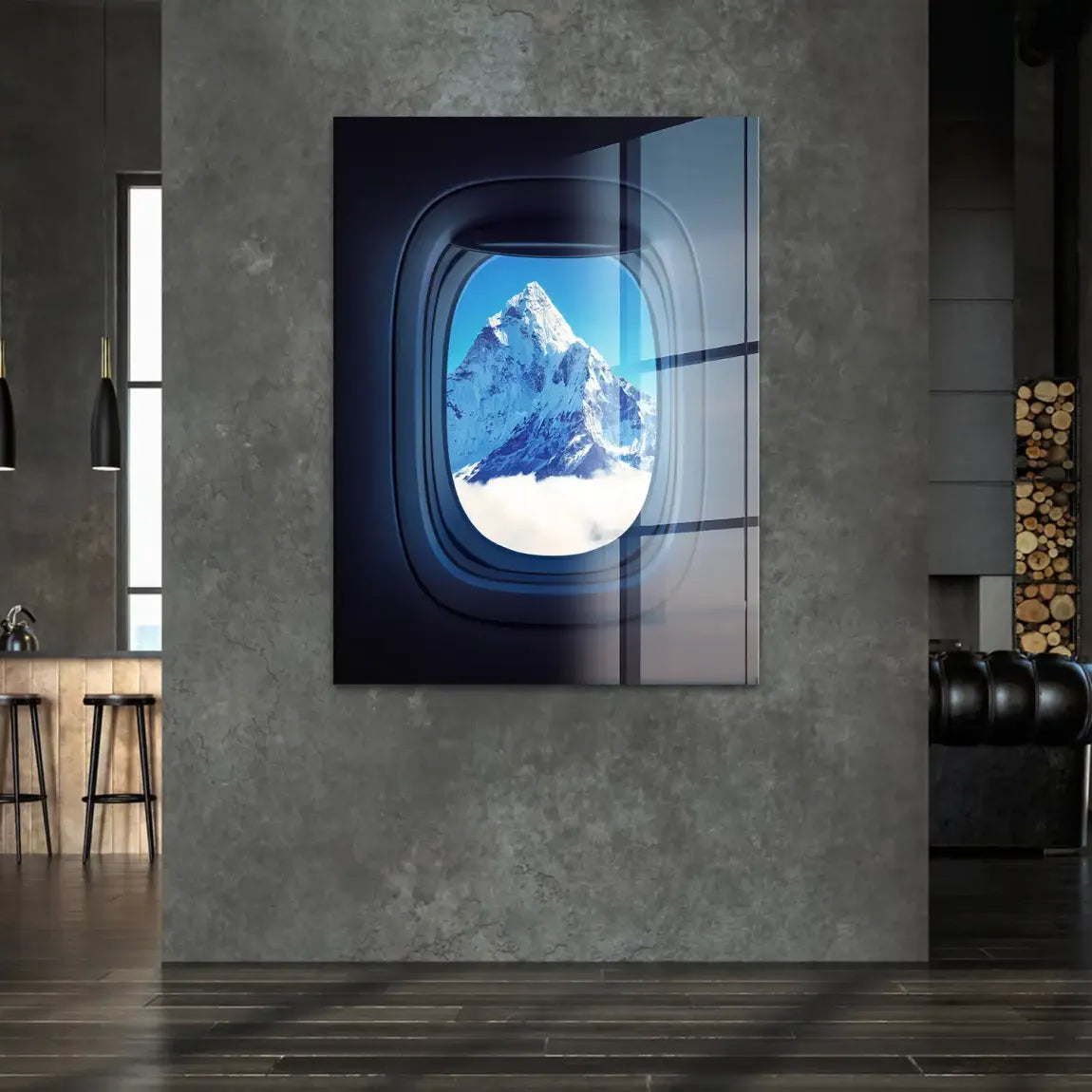 Flugzeugfenster Mount Everest Acrylglasbild