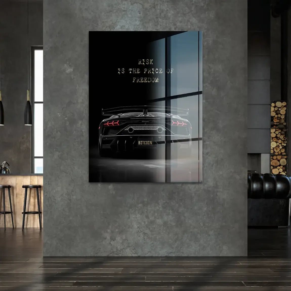 Lambo Bitcoin Acrylglasbild