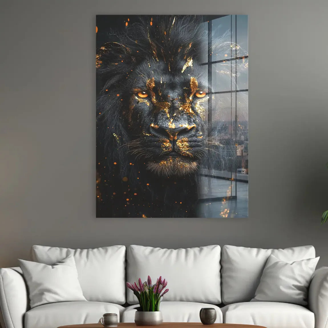 Black Lion in Gold Acrylglasbild INGALERIE