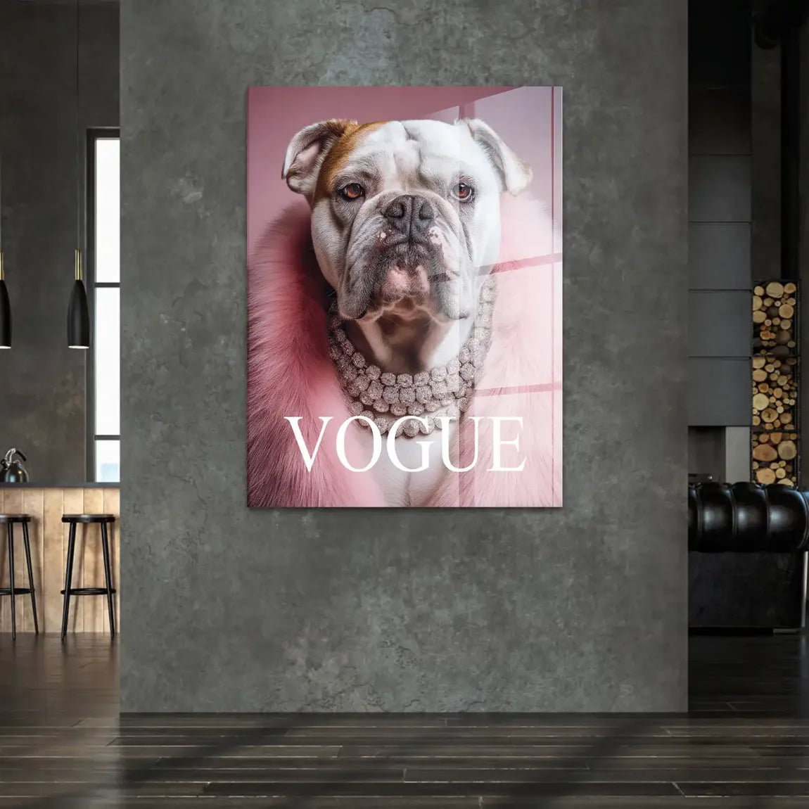 Bulldogge Vogue Acrylglasbild
