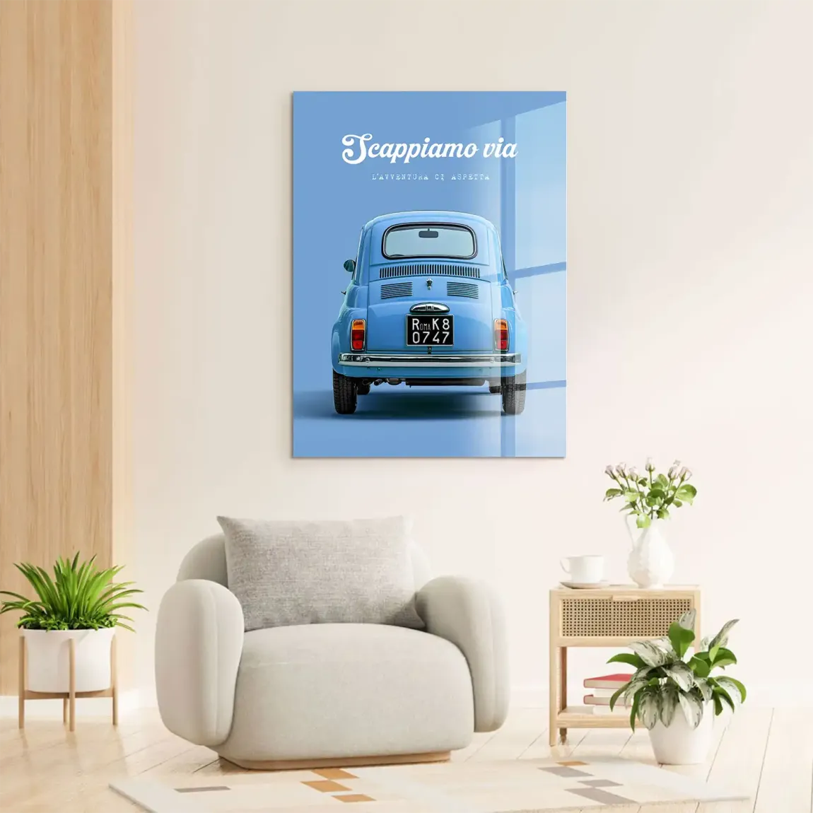 Fiat 500 Azzurro Acrylglasbild
