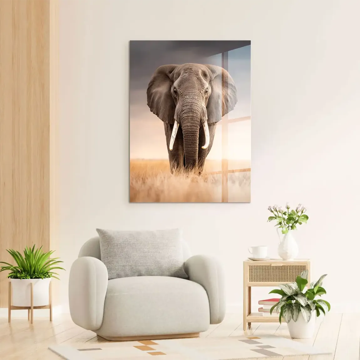 Savanne Elefant Acrylglasbild
