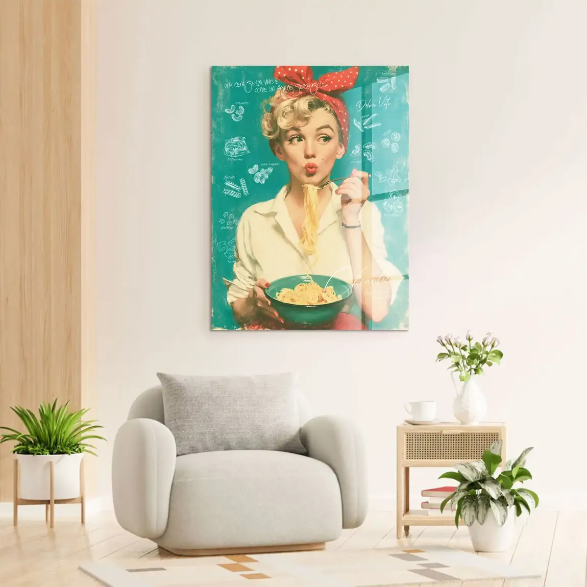Marilyn Monroe Pasta Acrylglasbild