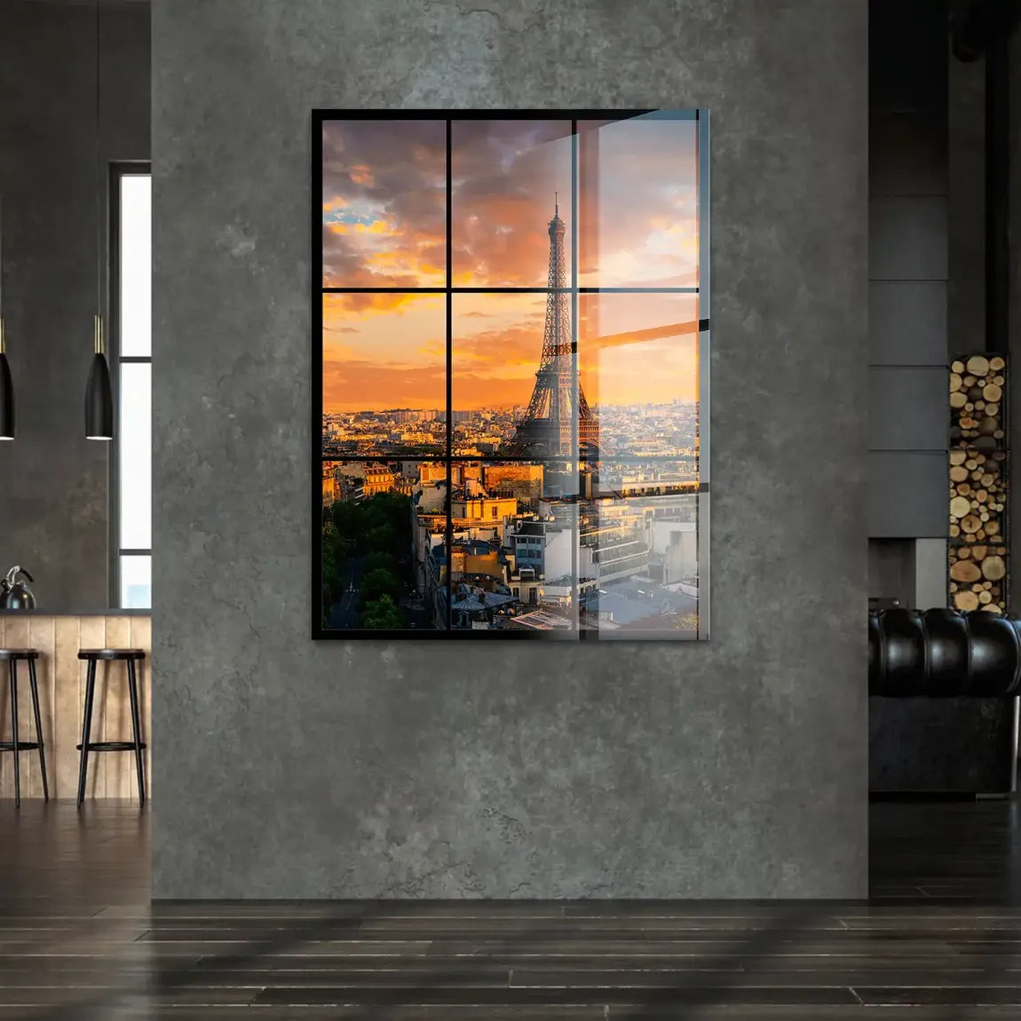 Sunset View Paris Acrylglasbild
