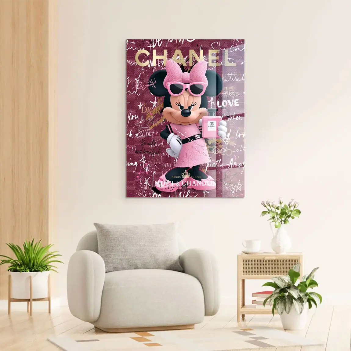 Minnie Maus Glam Chanel Acrylglasbild