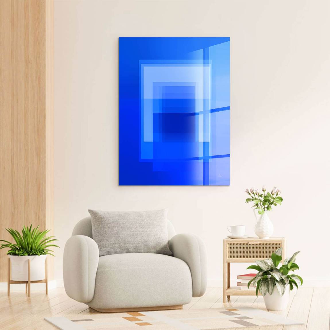 Kobaltblaue Geometrie Acrylglasbild