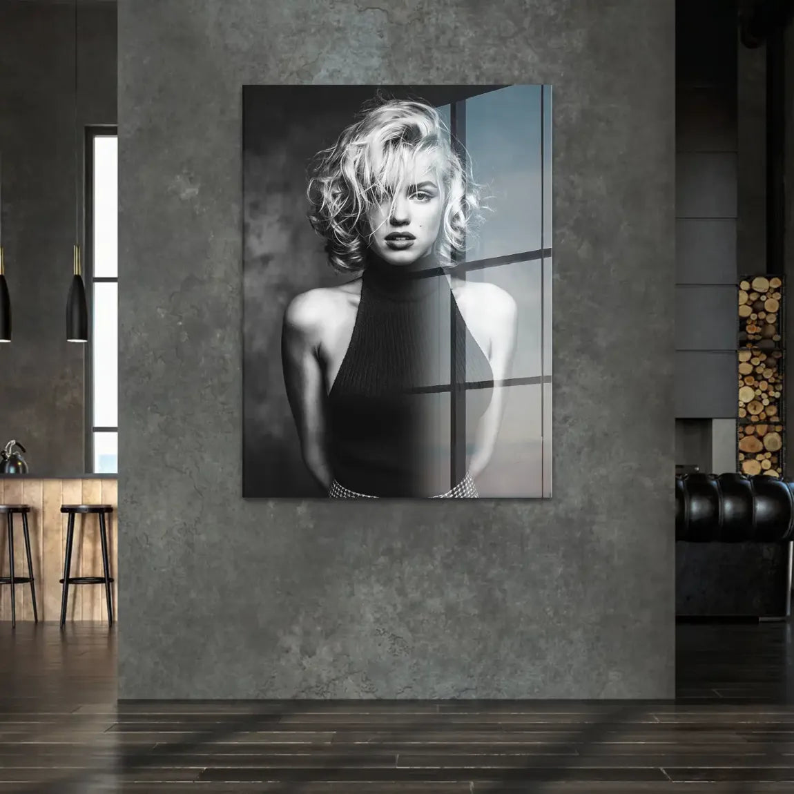Marilyn Black and White Style Acrylglasbild