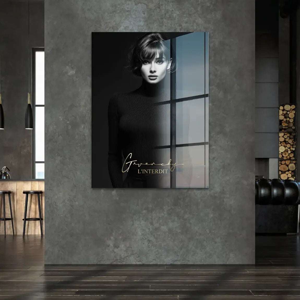 Audrey Givenchy Noir Acrylglasbild