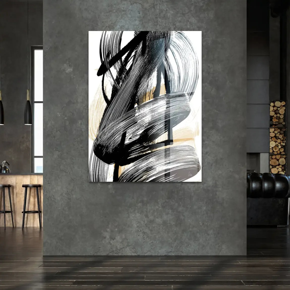 Black Motion Abstrakt Acrylglasbild