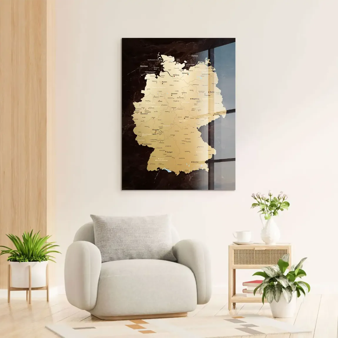 Deutschland Karte Gold Acrylglasbild