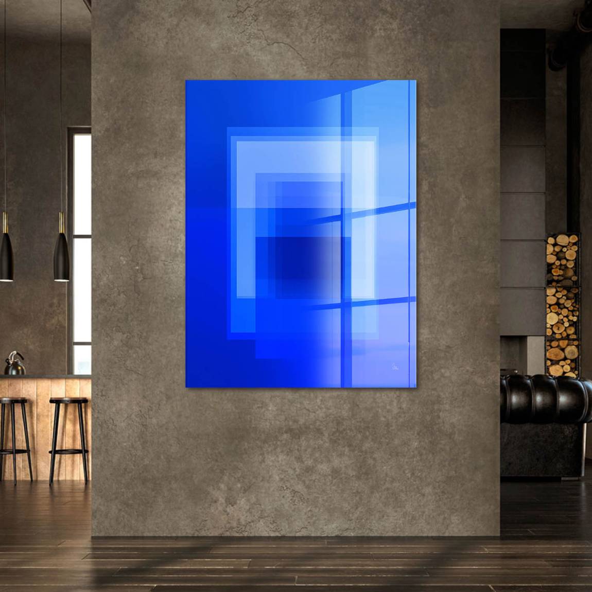 Kobaltblaue Geometrie Acrylglasbild
