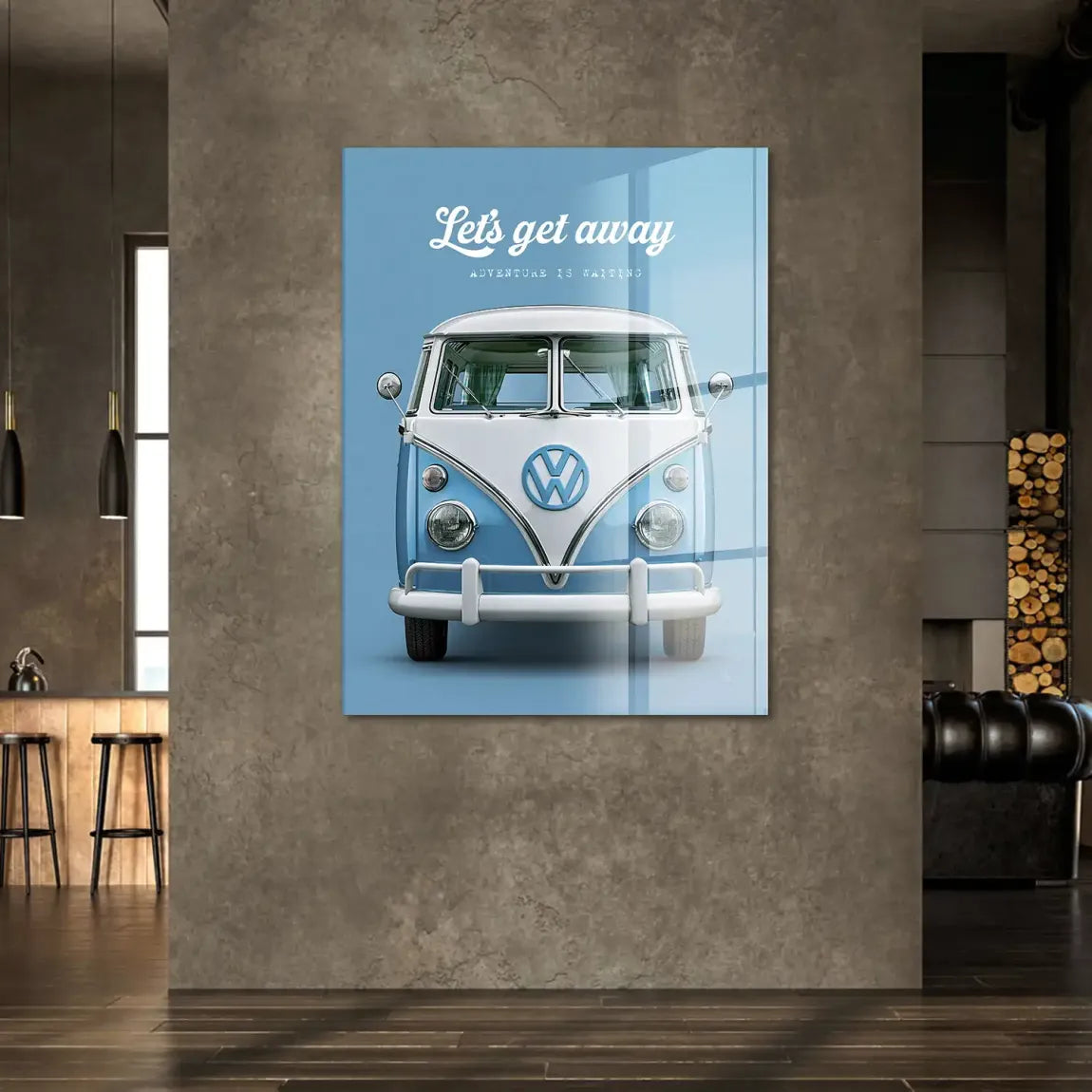 Blue VW Bulli Acrylglasbild