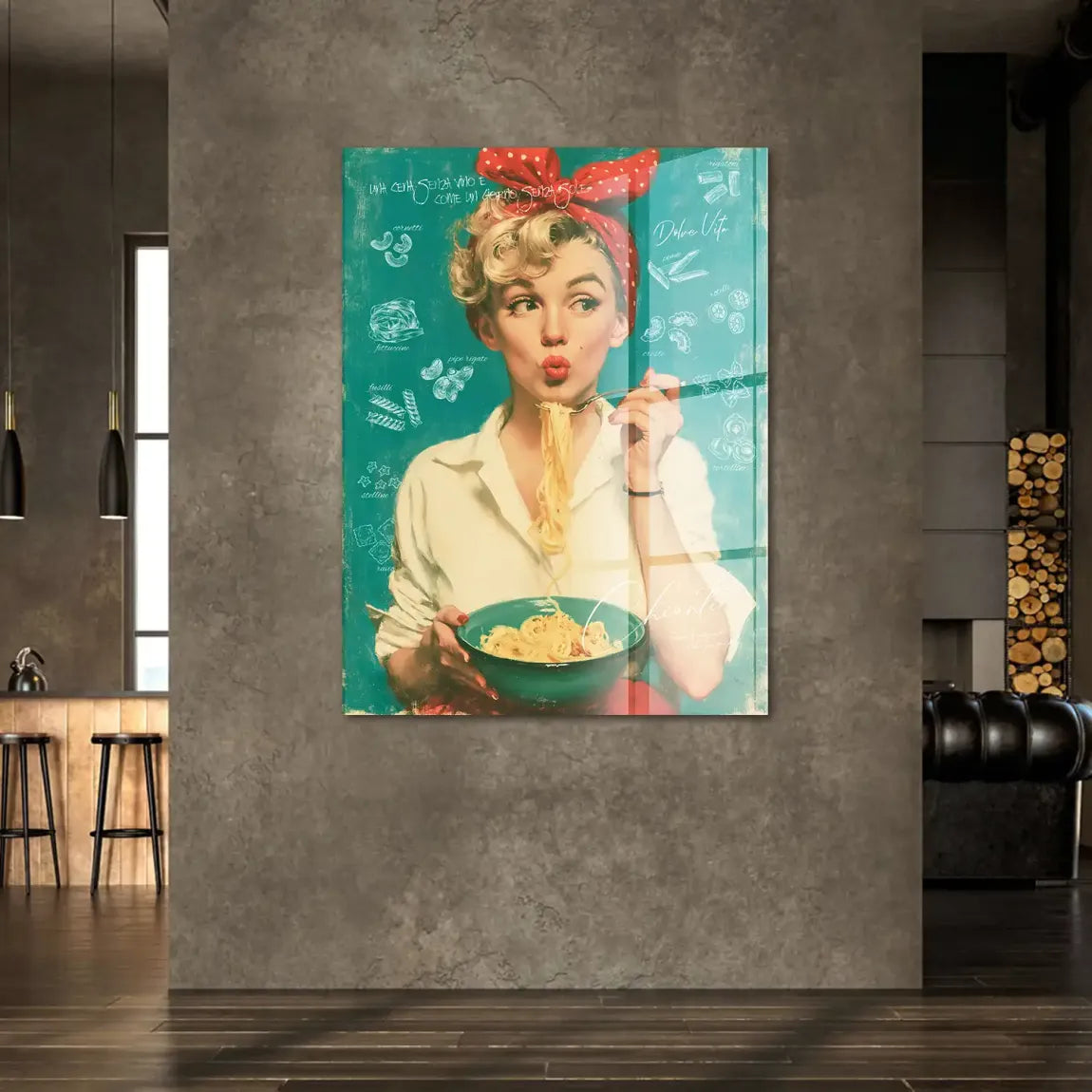 Marilyn Monroe Pasta Acrylglasbild