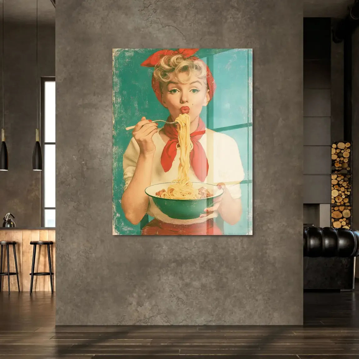 Marilyn Monroe Spaghetti Acrylglasbild