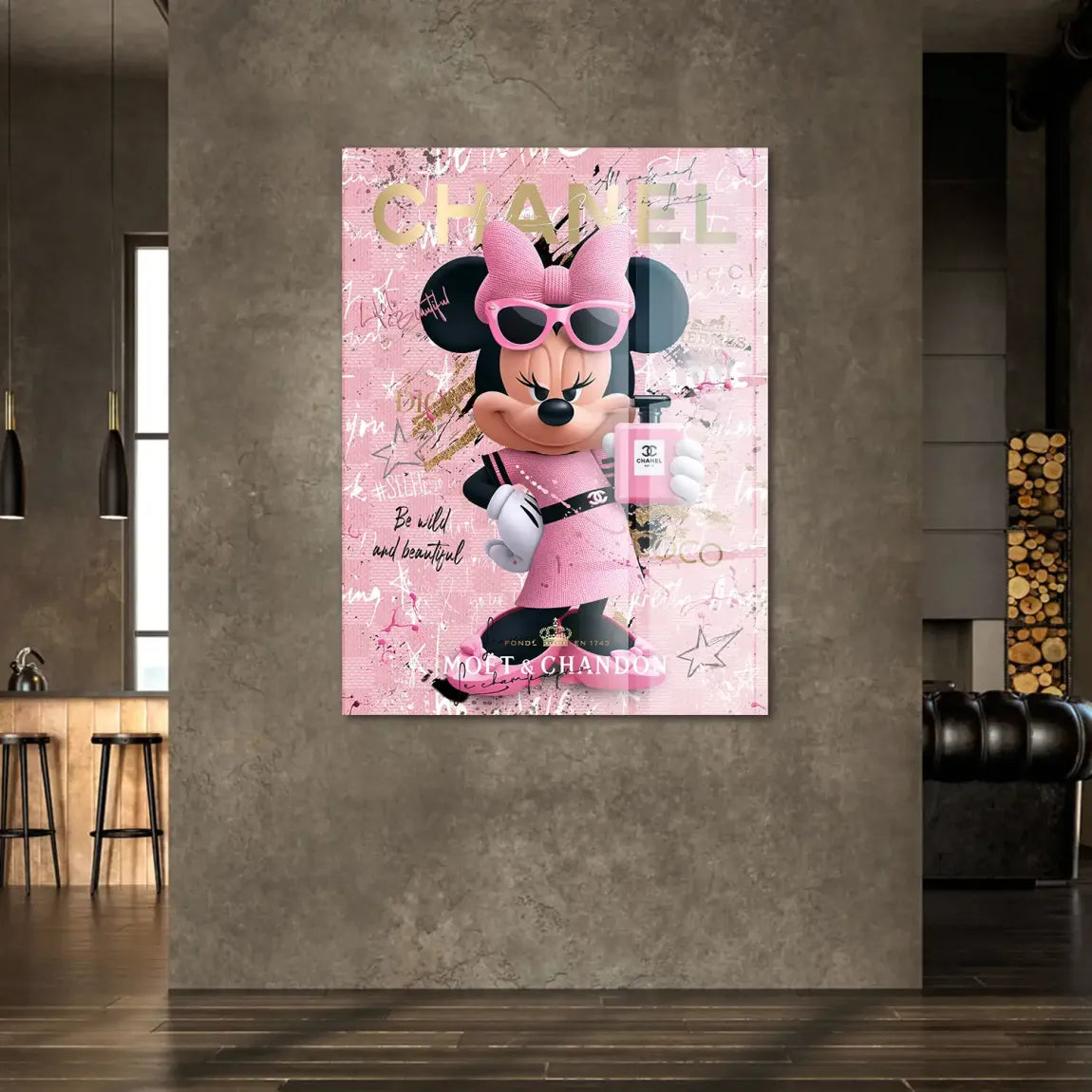 Minnie Maus Rosé Coco Acrylglasbild
