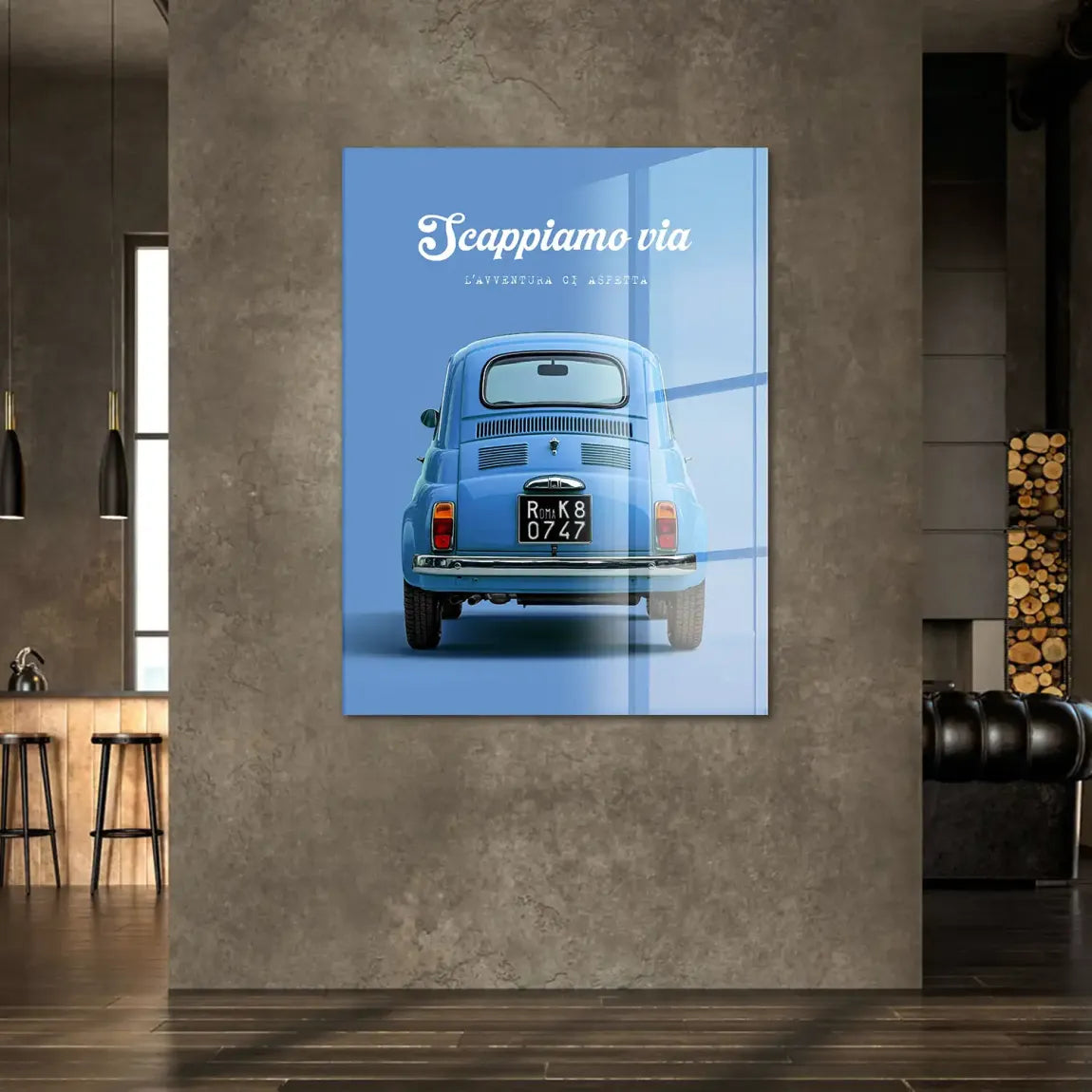 Fiat 500 Azzurro Acrylglasbild
