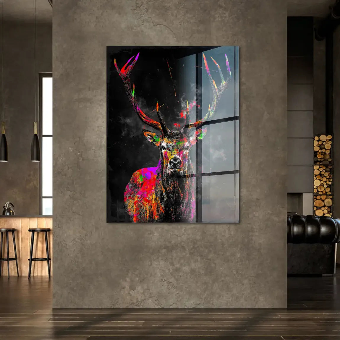 Bunter Hirsch Acrylglasbild