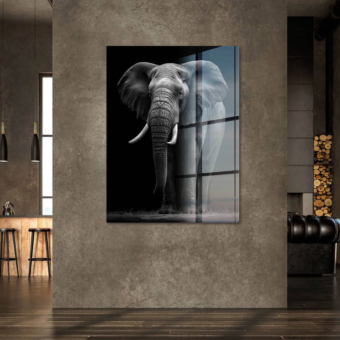 Black Elefant Acrylglasbild