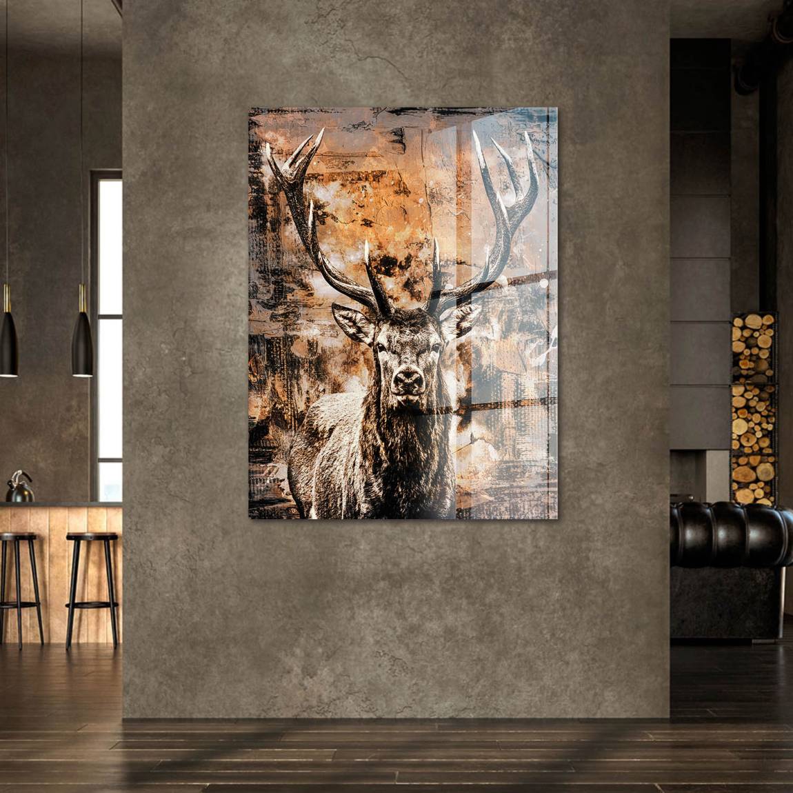 Hirsch Abstrakt Art Acrylglasbild