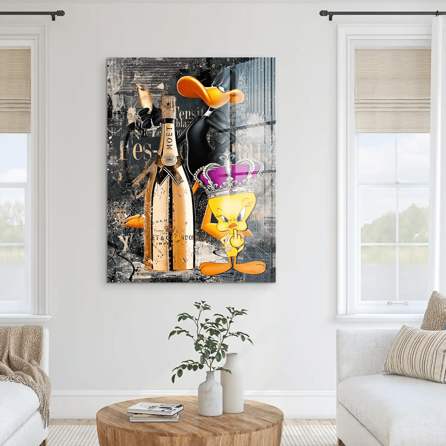 Duffy & Tweety Champagner Pop Art Acrylglas Bild INGALERIE