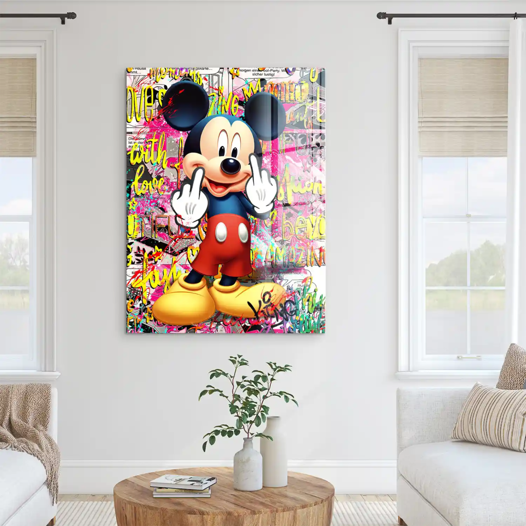 Micky Mittelfinger Street Art Acrylglas Bild INGALERIE