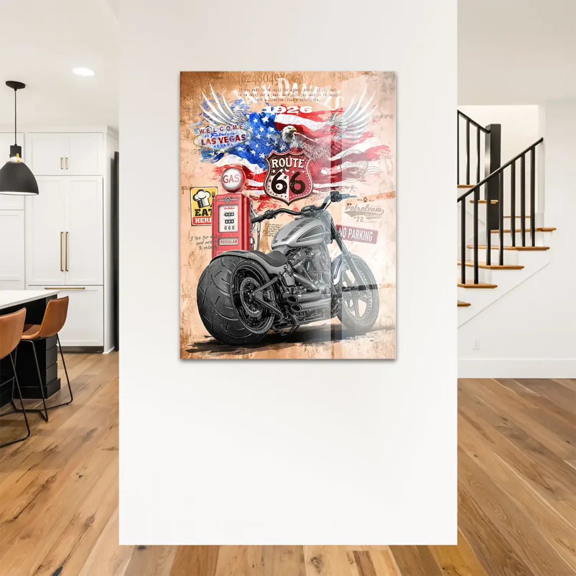 Harley Route 66 Acrylglasbild