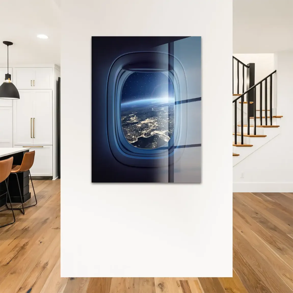 Flugzeugfenster Orbit Acrylglasbild