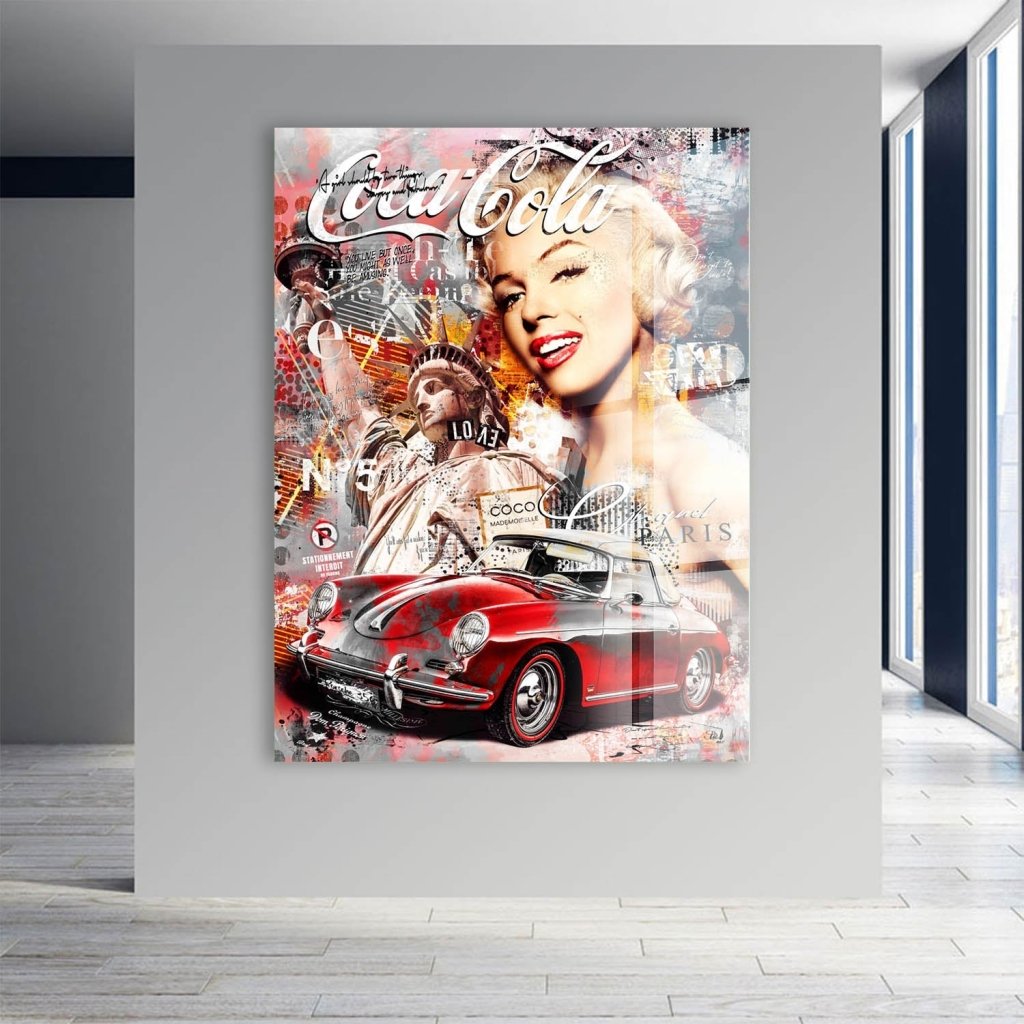 Marilyn Monroe Porsche Pop Art AluDibond Bild INGALERIE