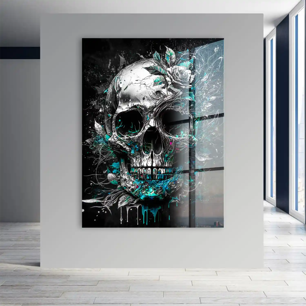 Totenkopf Silver Style Acrylglas Bild INGALERIE