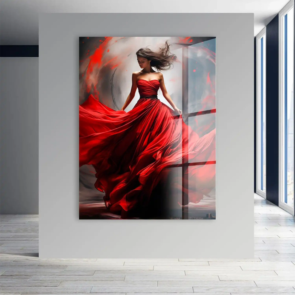 Woman In Red Acrylglas Bild INGALERIE