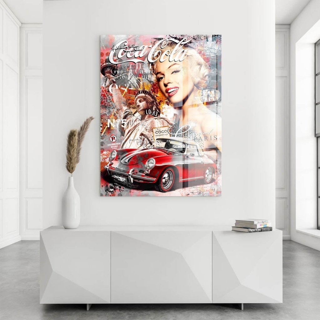 Marilyn Monroe Porsche Pop Art AluDibond Bild INGALERIE