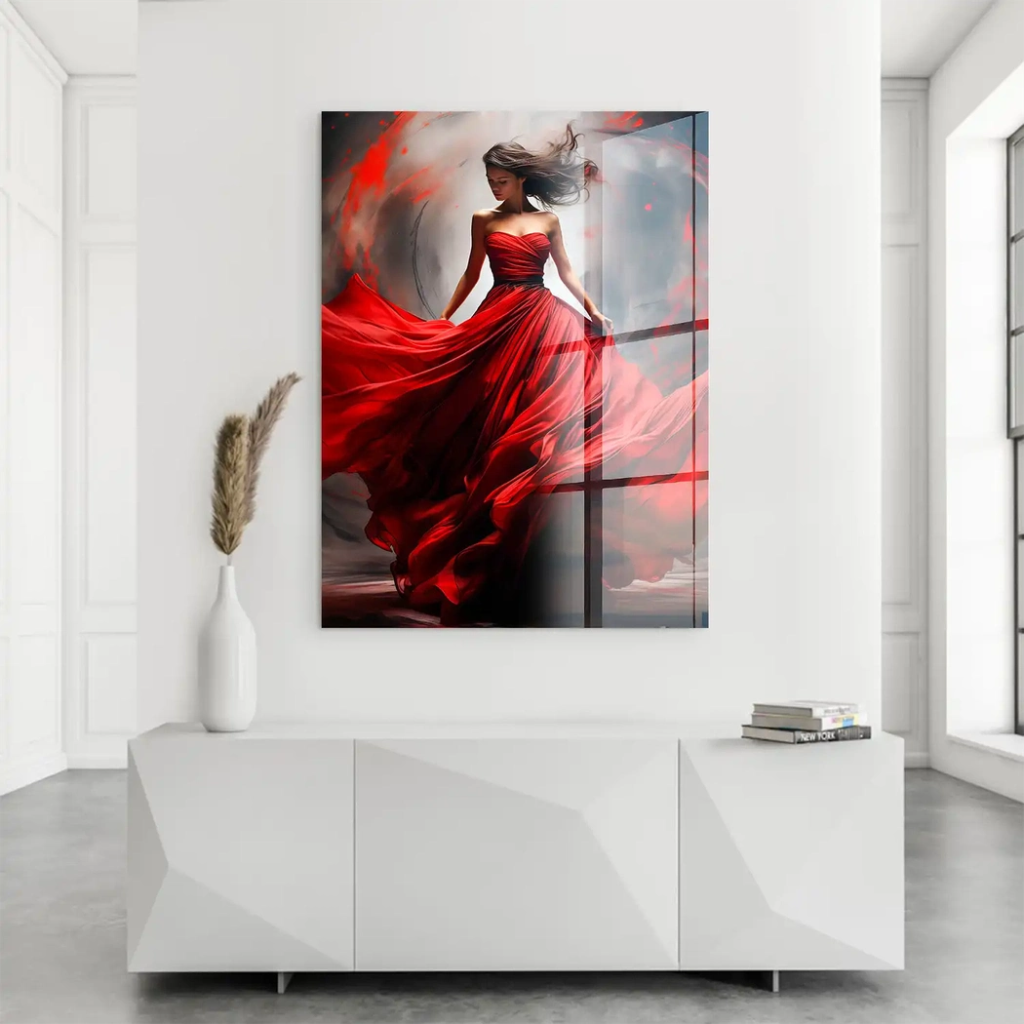 Woman In Red Acrylglas Bild INGALERIE