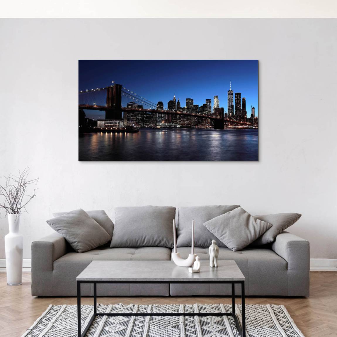 Manhatten bei Nacht Alu Dibond Wandbild