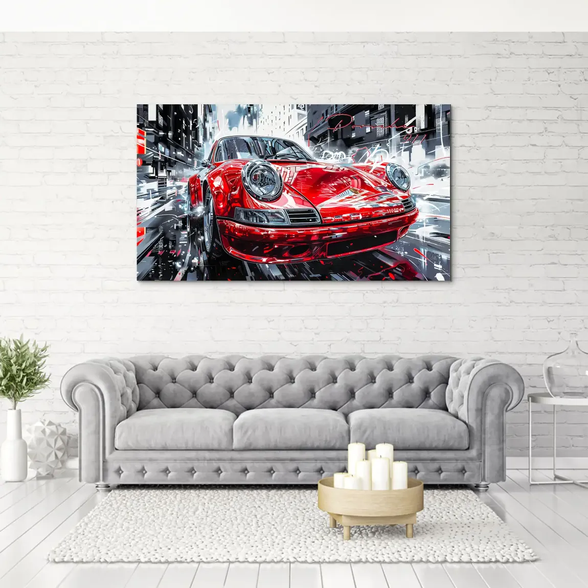 Porsche 911 Red City Aludibond Bild