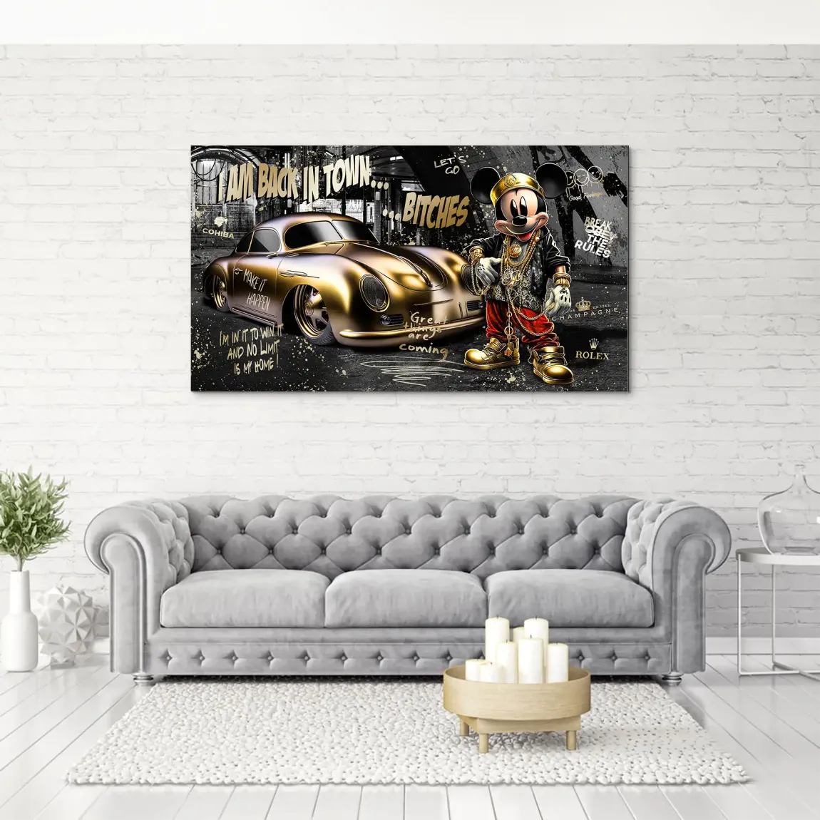 Mickey Gold 356 Porsche Aludibond Bild