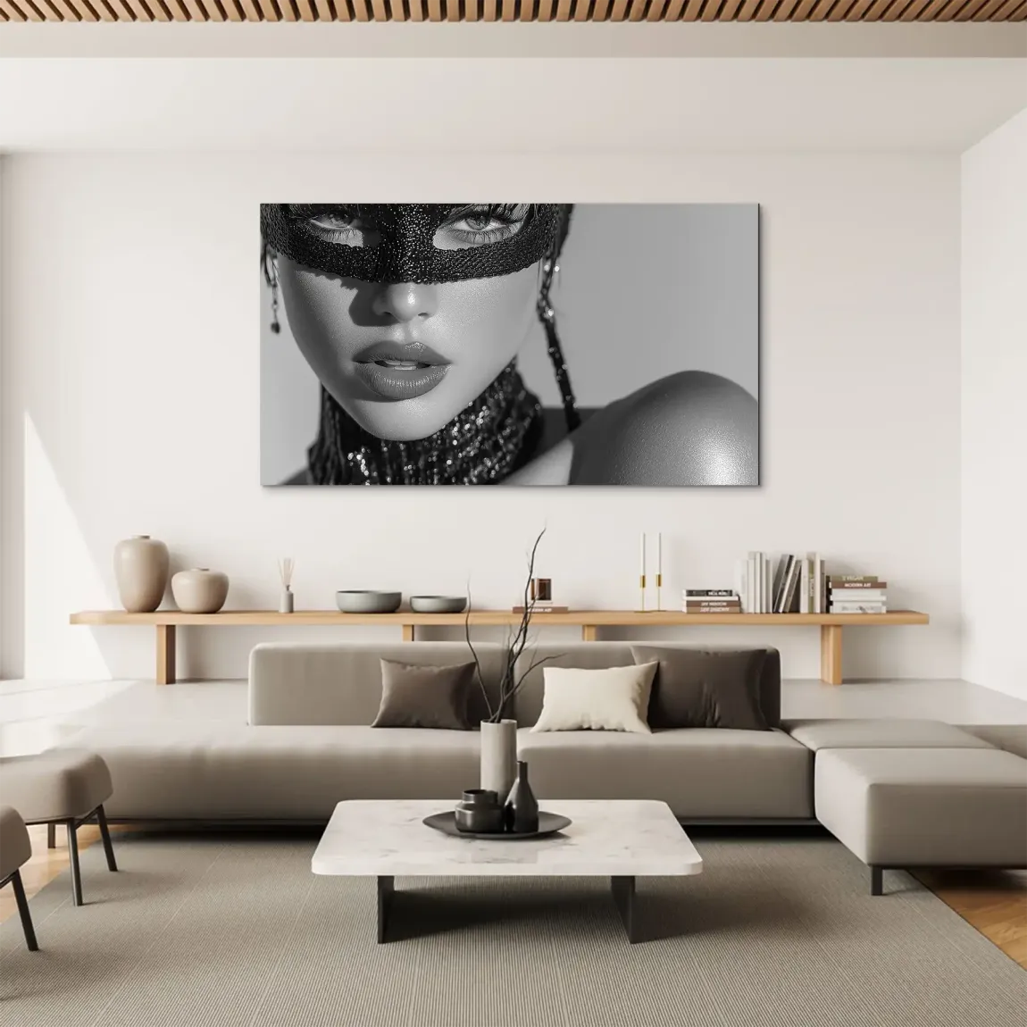 Masked Beauty Noir Art Aludibond Bild
